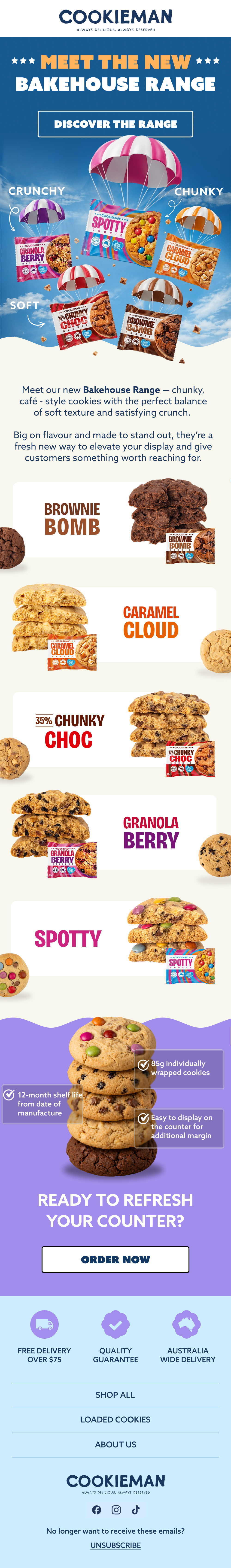 Cookieman — Bakehouse launch email design