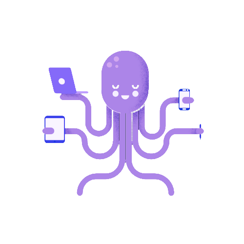 Mail Sway octopus holding email devices